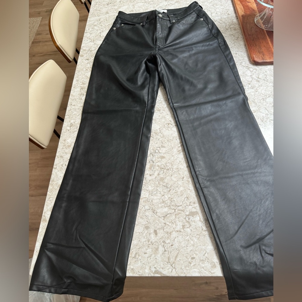 H&M Faux Leather Black Pants - Size M